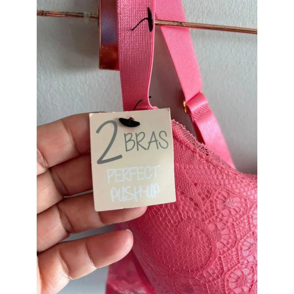 Spree Intimates Womens Underwired Lace Push Up Bra Coral Sz 42D - Picture 4 of 7